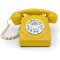 GPO 746 téléphone fixe rétro bouton poussoir - jaune