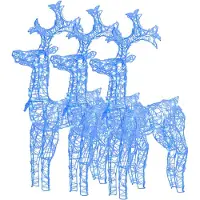 vidaXL décoration de Noël renne 3 pcs 60x16x100 cm acrylique