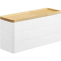 SmartaSaker Boîte à bijoux à 3 étages avec couvercle RIN, Blanc