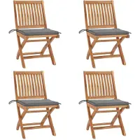 vidaXL Chaises de jardin pliantes avec coussins 4 pcs. Bois massif teck