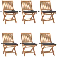 vidaXL Chaises de jardin pliantes avec coussins 6 pcs. Bois massif teck