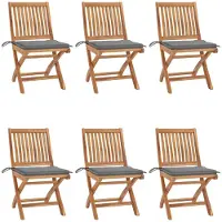 vidaXL Chaises de jardin pliantes avec coussins 6 pcs. Bois massif teck