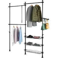 SoBuy FRG34-SCH Porte-vêtements - Noir - acier inoxydable - Jusqu'à 45 kg