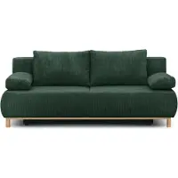 Cstore BANQUETTE CONVERTIBLE 3 PLACES MIKA - VELOURS CÔTELÉ VERT FORET - COFFRE DE RANGEMENT - L 192 X H 84 X P 93 CM