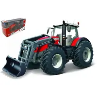 Bburago 18/31633 Massey Ferguson 8740S Tractor Official Scale 1:32 Metallic Red with Drive and Loade