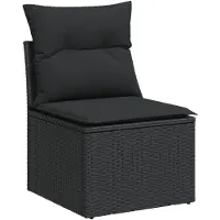 vidaXL Ensemble de salon de jardin 11 pièces avec coussins noir poly rotin