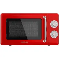 Cecotec Micro-ondes mécanique Proclean 3110 avec grill, 20 litres, design rétro rouge. Puissance de 700 W, 6 niveaux de puissance, minuterie jusqu'à 30 minutes