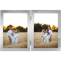 Hama Double cadre aluminium Calais argent 2 photos 13x18 cm