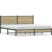 vidaXL Lit métallique sans matelas Chêne Sonoma 180x200 cm