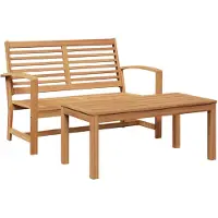 vidaXL Ensemble de table et bancs de jardin , 2 pièces, bois de teck massif, marron