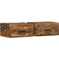 vidaXL Tables de chevet murales 2 pcs bois massif de récupération