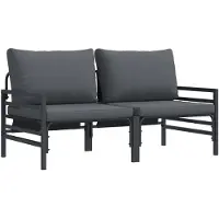 vidaXL Mobilier de jardin avec coussins (lot de 2) Anthracite 80 x 80 x 71 cm Acier