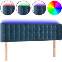 vidaXL Tête de lit LED bleu foncé 147x16x78/88 cm velours