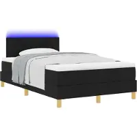 vidaXL Lit boxspring LED avec tête de lit, noir, 120 x 200 cm, tissu