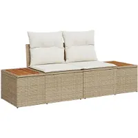 vidaXL Canapé de jardin Beige 184 x 62 x 85cm Poly-Rattan