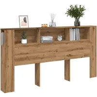 vidaXL Tête de lit avec étagères Chêne Artisan 200x18,5x102,5 cm