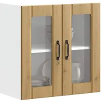 vidaXL Armoire de cuisine suspendue avec porte vitrée Lucca Chêne Artisan Matériau dérivé du bois