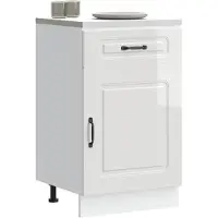vidaXL Armoire basse de cuisine Kalmar blanc brillant Matériau dérivé du bois