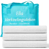 EL Life Ella Couverture rafraîchissante 135x200 cm - 100% Bio-Tencel - Couverture auto-refroidissante - Couverture rafraîchissante - Couette d'été - Blanc nacré