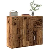 vidaXL Sideboard imitation vieux bois 91x29,5x75 cm Bois composite