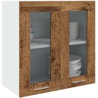 vidaXL Armoire murale de cuisine Lyon avec portes en verre imitation vieux bois 60x31x60 cm