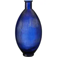 Mica Decorations Vase bouteille Firenza - H59 x Ø29 cm - Verre recyclé - Bleu foncé