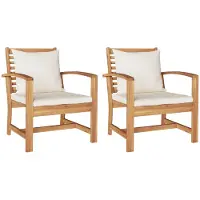 vidaXL Chaise, lot de 2, marron et crème, 65 x 60 x 76,5 cm, bois de teck massif