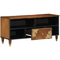 vidaXL Meuble TV , brun miel, 100 x 33 x 46 cm, bois massif de manguier