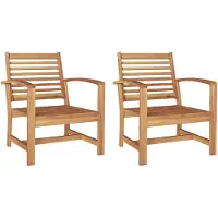 vidaXL Chaise, lot de 2, marron, 65 x 60 x 76,5 cm, bois de teck massif