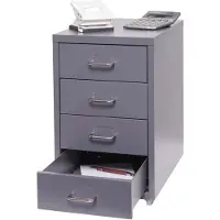 Mendler Caisson à roulettes Boston T851, armoire à tiroirs, en acier, 48x28x41cm, 4 tiroirs gris foncé