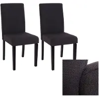 Generique Lot de 2 chaises de séjour Littau tissu noir, pieds foncés