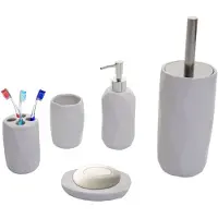 Mendler Ensemble De Salle De Bains 5 Pièces Hwc-H88, Accessoires De Salle De Bains, Céramique Blanc