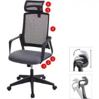 Mendler Chaise de bureau HWC-J52, chaise pivotante chaise de bureau, appui-tête ergonomique, similicuir gris