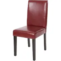 Mendler Chaise de salle à manger Littau, chaise de cuisine, similicuir rouge-brun, pieds foncés