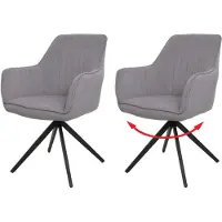 Mendler Lot de 2 chaises de salle à manger HWC-L79, chaise de cuisine, chaise avec accoudoirs, pivotante Auto-Position tissu/textile gris clair