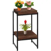 Mendler Table À Fleurs Hwc-K71, Étagère À Fleurs Table D'appoint Étagère À Plantes, Certifiée Mvg Mdf Métal Brun Foncé, 61cm