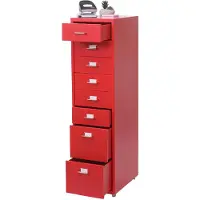 Mendler Caisson à roulettes Boston T851, placard en acier, 109x28x44cm 8 tiroirs rouge