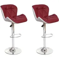 Mendler 2x Tabouret de bar HWC-A92, tabouret pour comptoir, réglable en hauteur, similicuir bordeaux