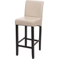 Mendler Tabouret de bar HWC-C33, chaise de bar tabouret de comptoir, bois crème, pieds foncés, simili cuir