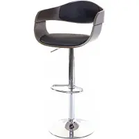 Mendler Tabouret de bar HWC-A47, chaise de bar, bois courbé, design rétro gris, similicuir noir