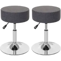 Mendler 2x Tabouret HWC-C22, hauteur réglable, Ø 35 cm, tissu gris