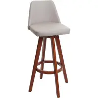 Mendler Tabouret de bar HWC-C43, chaise de bar tabouret de comptoir, bois similicuir pivotant taupe