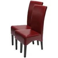 Generique Lot de 2 chaises Latina, salle à manger, cuir reconstitué rouge, pieds foncés