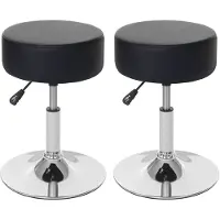 Mendler 2x Tabouret HWC-C22, hauteur réglable, Ø 35 cm similicuir noir