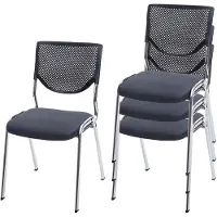 Mendler 4x chaise visiteur T401, chaise de conférence empilable, tissu/textile siége gris foncé, pieds chromés