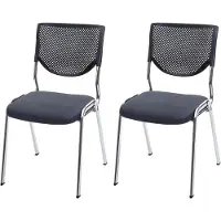 Mendler 2x chaise visiteur T401, chaise de conférence empilable, tissu/textile siège gris foncé, pieds chromés