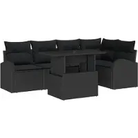 vidaXL Ensemble de canapés de jardin , 6 pièces, noir, en résine tressée