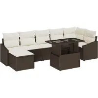 vidaXL Ensemble de canapés de jardin , 8 pièces, marron et crème, en polyrotin