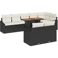 vidaXL Ensemble de salon de jardin , 9 pièces, noir, en résine tressée