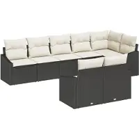 vidaXL Ensemble de canapés de jardin , 8 pièces, en résine tressée noire et blanche